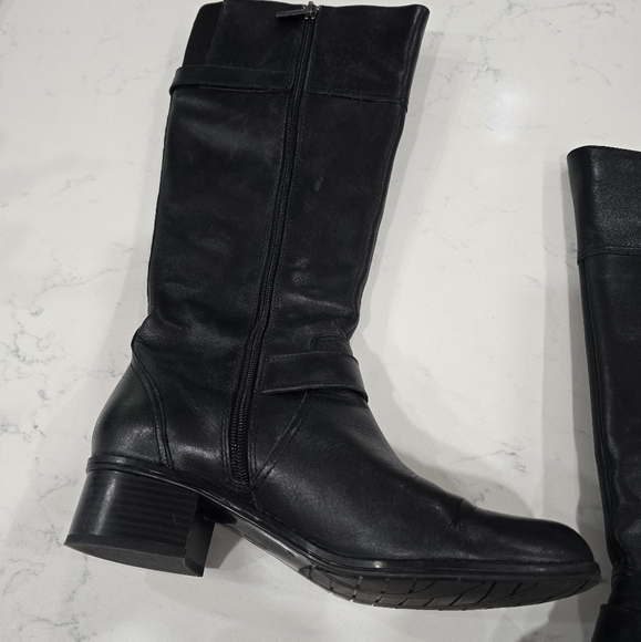 Bandolino Coppa Black Leather Side Zip Knee Harness Riding Boots Women's Size 8M - Picture 7 of 16